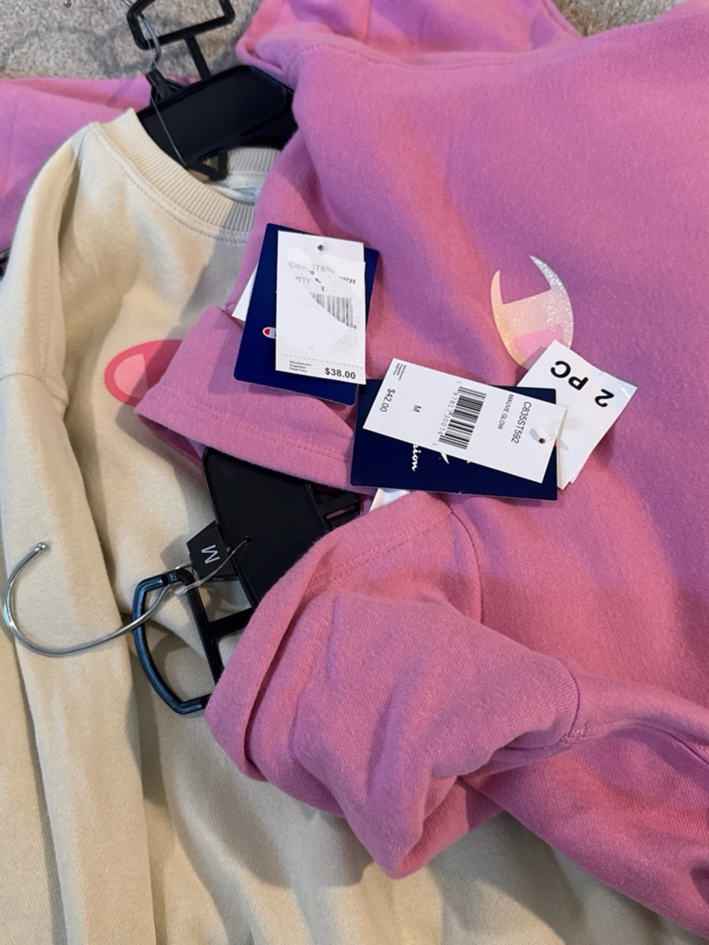 NWT Bundle Champion Girls Pink and Cream Fleece Jogger Sets Size 10 - Picture 3 of 3